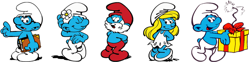 Brainy Smurf, Vaniety Smurf, Papa Smurf, Smurfette, - Smurfs Cartoon (838x215), Png Download