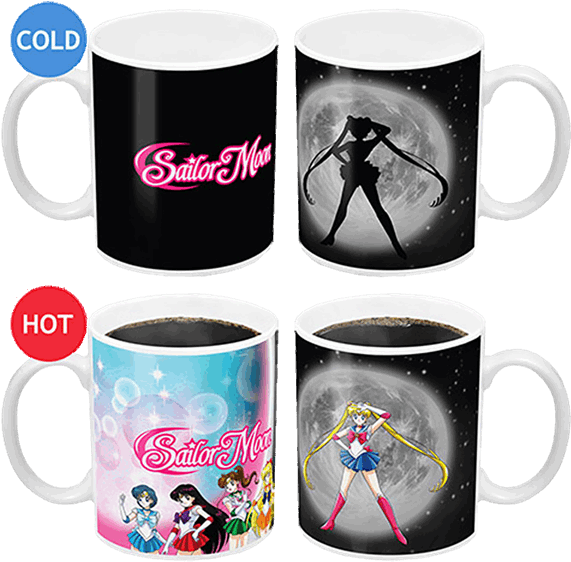 Sailor Moon Logo & Characters Heat Change Mug - Sailor Moon Sailor Moon (600x600), Png Download
