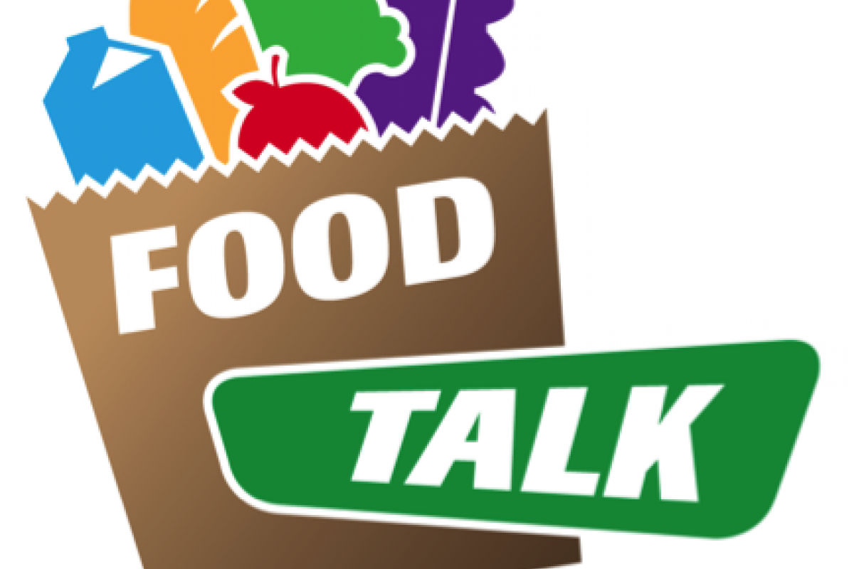 Food Talk Logo Cartoon Picture Of A Grocery Bag With - Food (1200x800), Png Download