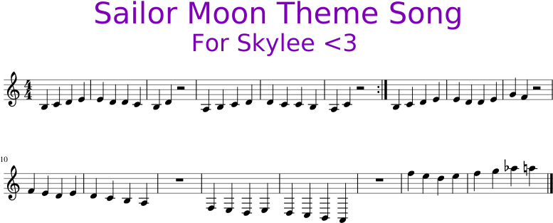 Sailor Moon Theme Song For Skylee <3 Sheet Music 1 - Sailor Moon Piano Easy (850x1100), Png Download