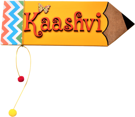 Pencil Shape Nameplate - Kids Name Plate (500x500), Png Download