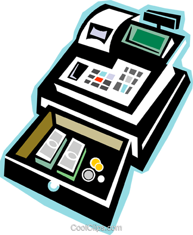 Cash Register Royalty Free Vector Clip Art Illustration - Caixa Registradora Vetor Png (394x480), Png Download
