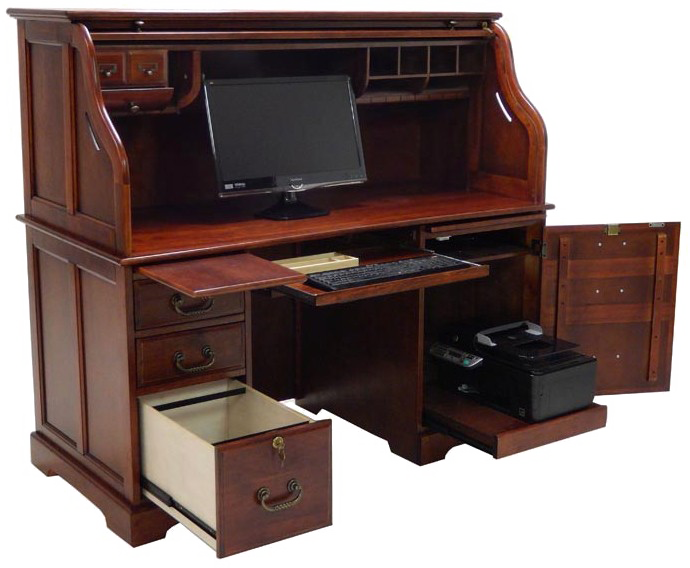 Roll Top Desk Png Photos - Roll Top Computer Desk (690x568), Png Download