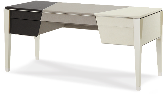 Mic, Pearl Caviar With Black And Grey Office Desk - Aico Beverly Blvd Desk By Michael Amini (600x450), Png Download