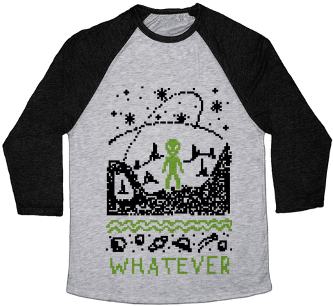 Whatever Alien Ugly Christmas Sweater Baseball Tee - Porco Rosso T Shirt (484x484), Png Download