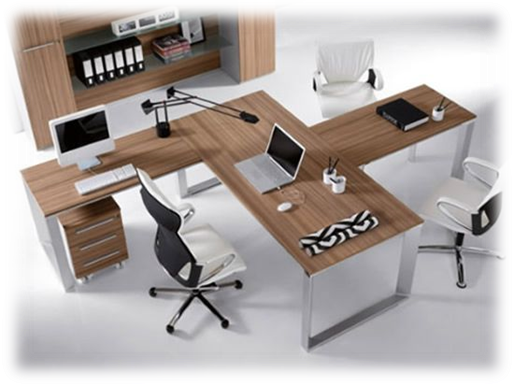 120 Degree Workstation Office Desk - Small Open Plan Office Design (514x386), Png Download