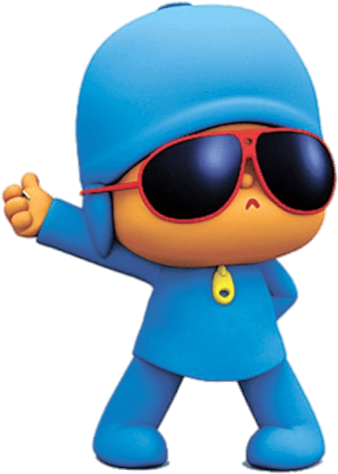 Pocoyo Cool Look Png - Pocoyo With Glasses (500x738), Png Download