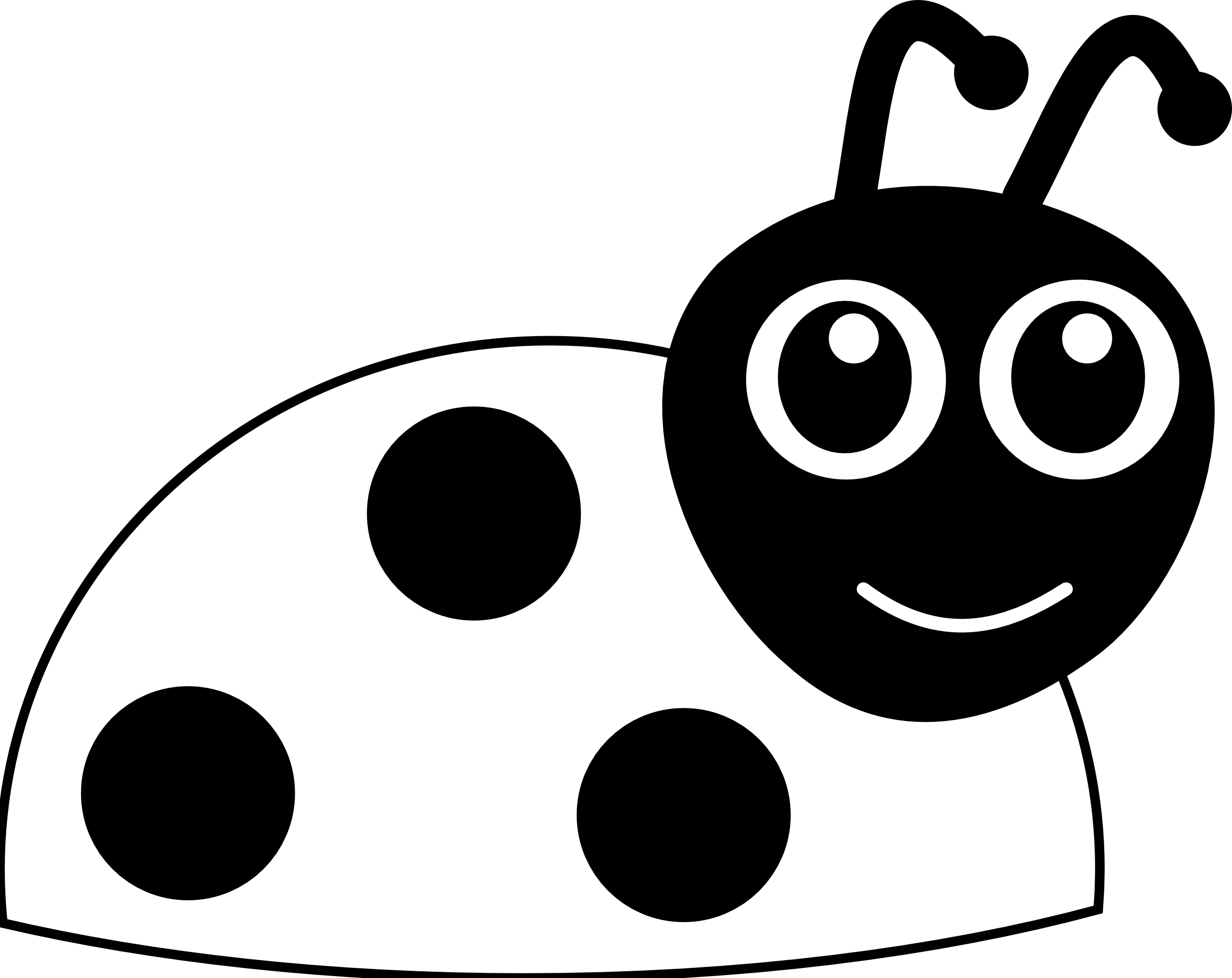 Elower Clipart Bug - Lady Bug Black And White (2555x2028), Png Download