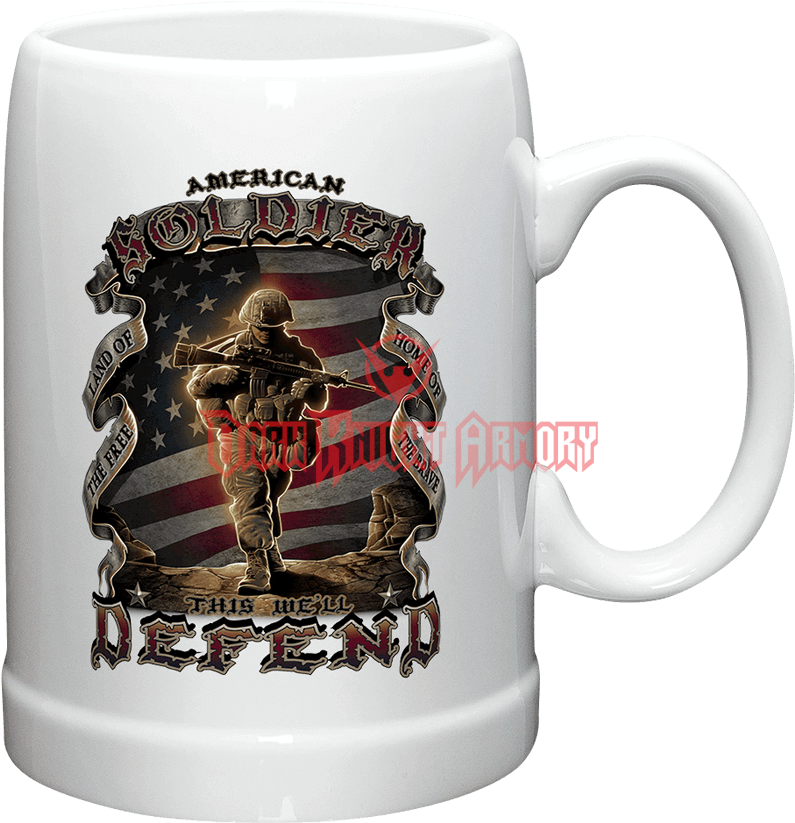 American Soldier Defend Stoneware Mug - Erazorbits Erazor Bits Mm112 20oz American Soldier (850x850), Png Download