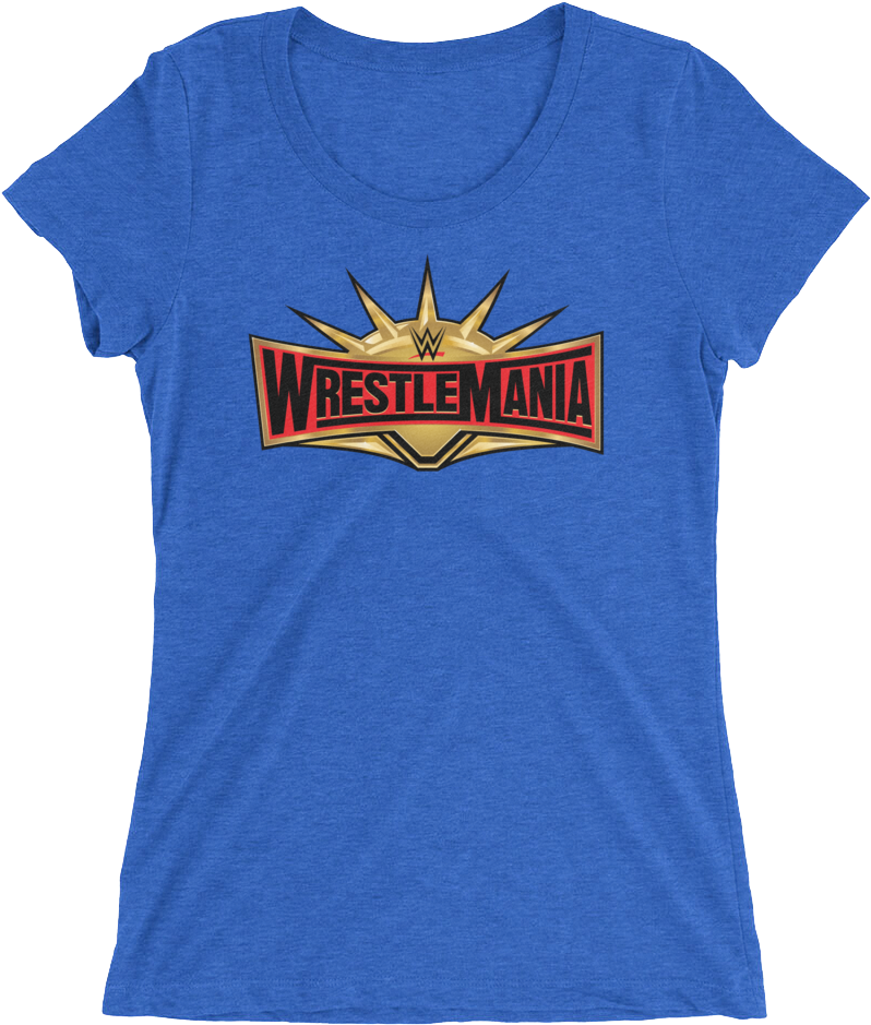 Wrestlemania 35 Logo Women's Tri Blend T Shirt - Adidas Trefoil Shirt Blue Yellow (1000x1000), Png Download