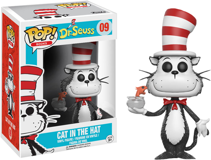 Cat In The Hat With Fish Bowl Pop Vinyl Figurine - Dr Seuss Pop Funko (696x530), Png Download