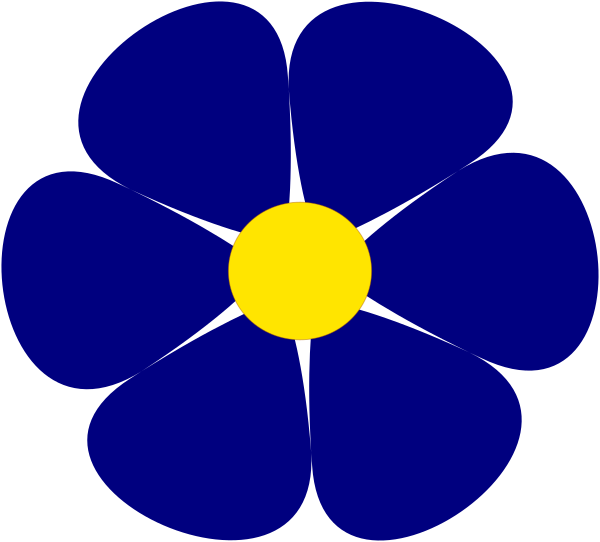 Blue Flower Clipart Large Flower - 60's Flower Power Clipart (600x542), Png Download