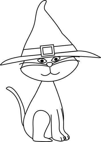 Png And Vector Source - Witch Cat Clipart Black And White (356x500), Png Download