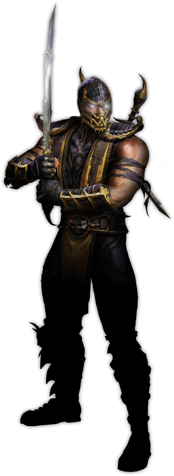 Mortal Kombat - Scorpion Mortal Kombat Standing (354x964), Png Download