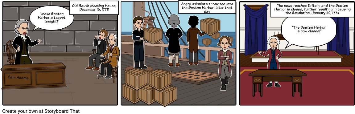 The Boston Tea Party - Cartoon (1164x385), Png Download