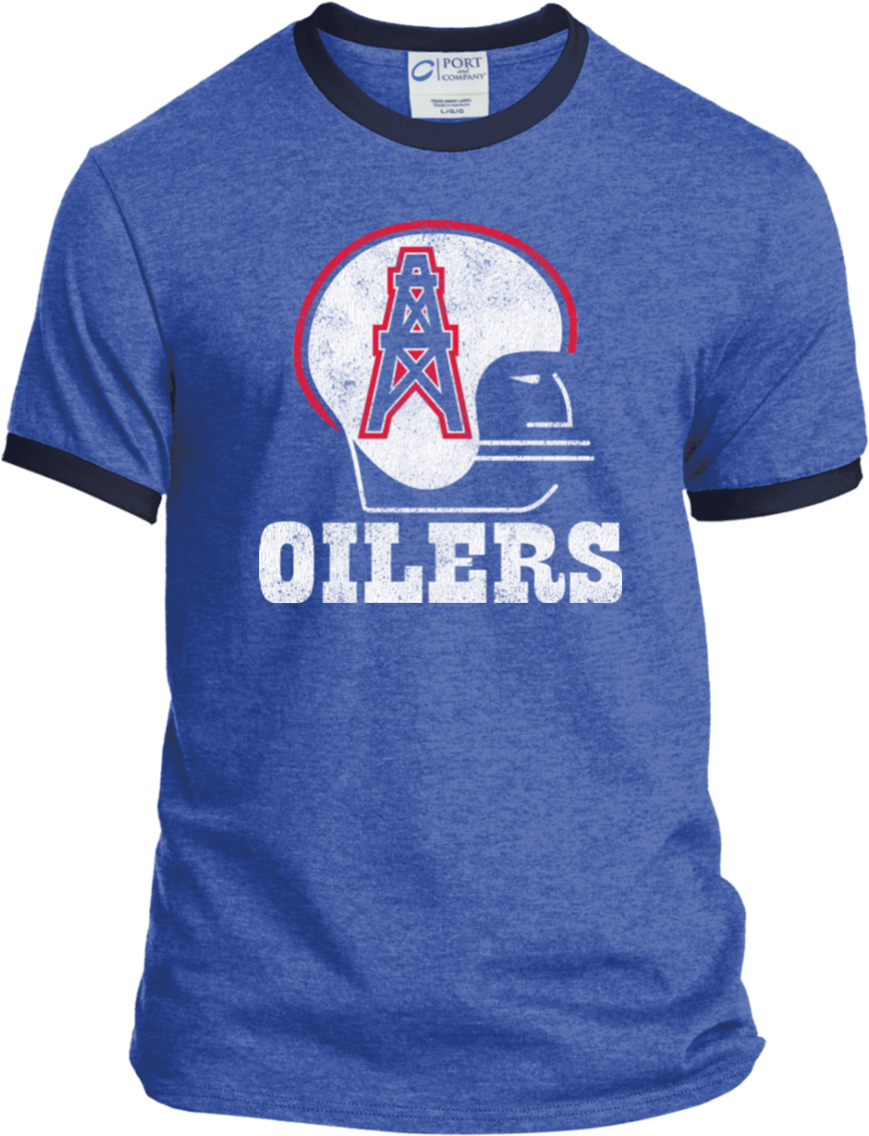 Houston Oilers Retro Football Pc54r Port Amp Co - Coffee Teach Sleep Repeat Ringer Tee (1155x1155), Png Download