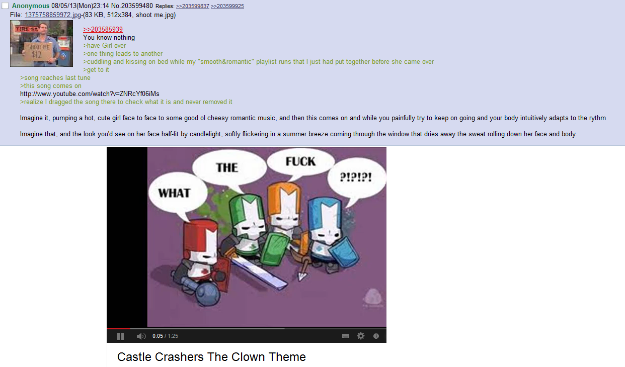 Anon Gets Lucky - Castle Crashers Clown Greentext (1242x730), Png Download