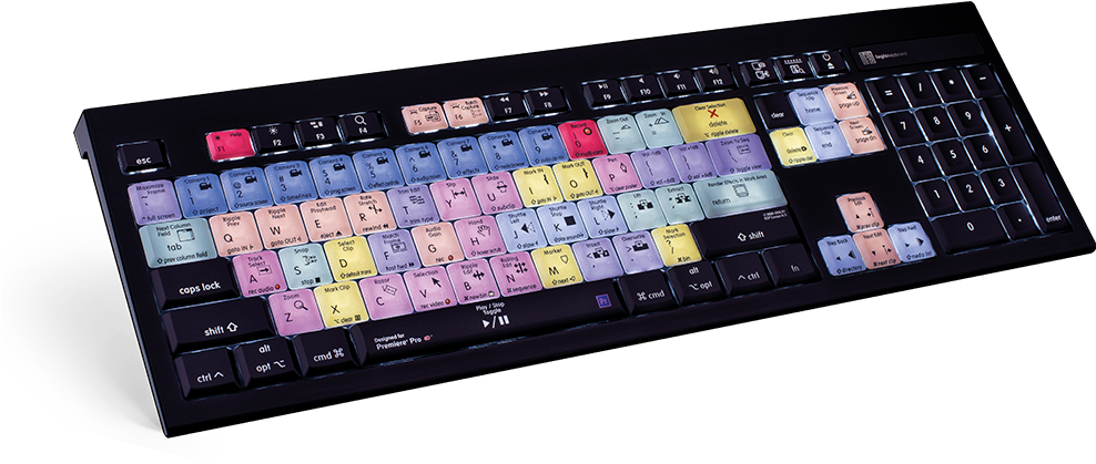 Logickeyboard Adobe Premiere Pro Cc Mac Astra Backlit - Keyboard For Adobe Premiere Pro Pc (1000x520), Png Download