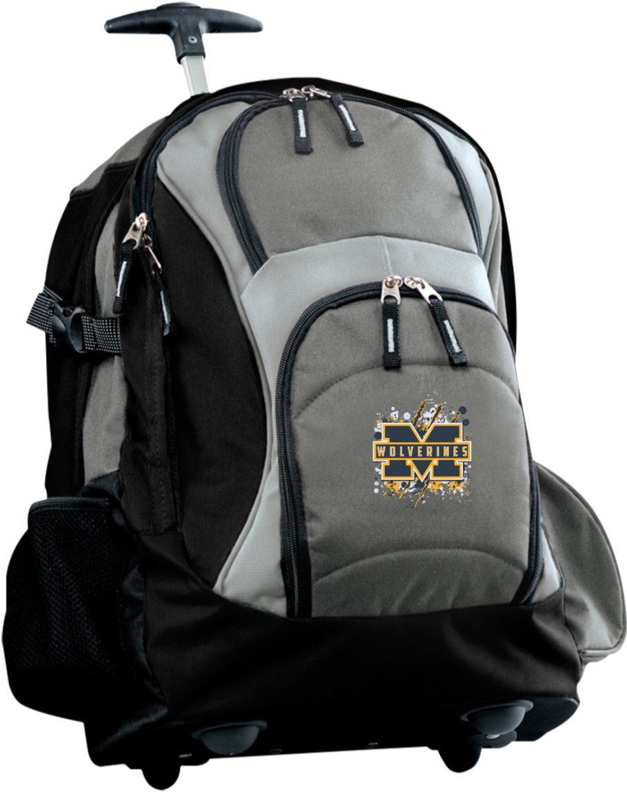 Michigan Wolverines Splatter Logo Embroidered Wheeled - Cat Rolling Backpack For School (1155x1155), Png Download