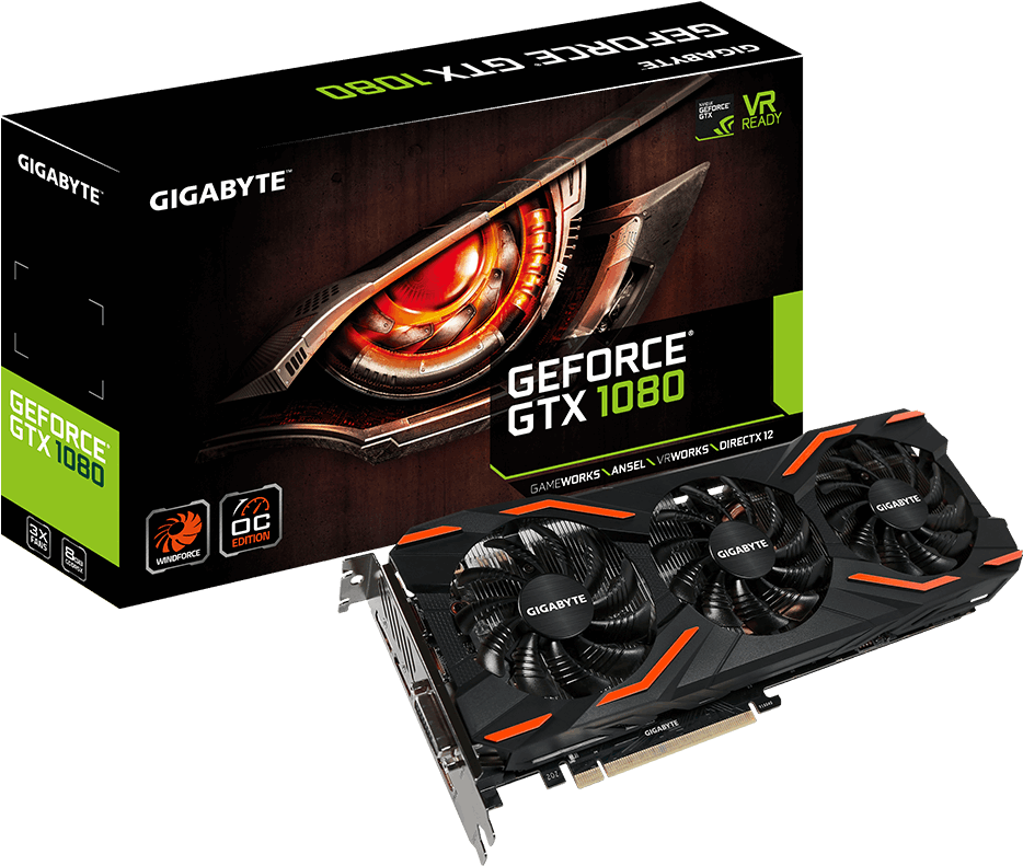 Geforce® Gtx 1080 Windforce Oc 8g - Gigabyte Geforce Gtx 1080 Windforce Oc 8gb Gddr5x (1000x1000), Png Download