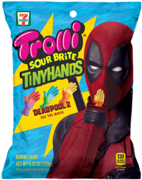 Trolli Sour Brite Tiny Hands Deadpool 2 Gummi Candy, - Trolli Sour Brite Tiny Hands (650x499), Png Download