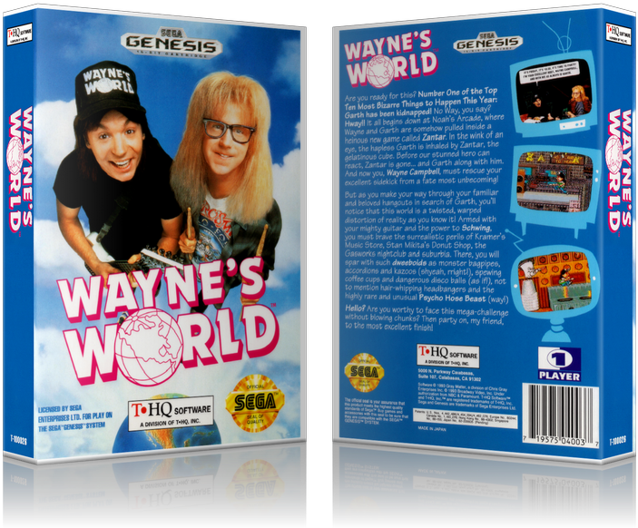 Sega Genesis Wayne's World Sega Megadrive Replacement (800x650), Png Download