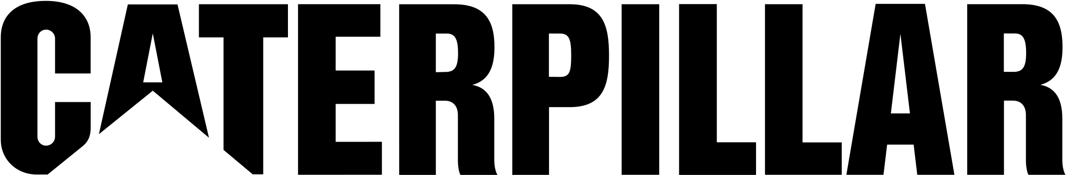 Cat Logo Black And White - Caterpillar Free Vector Logo (2400x593), Png Download