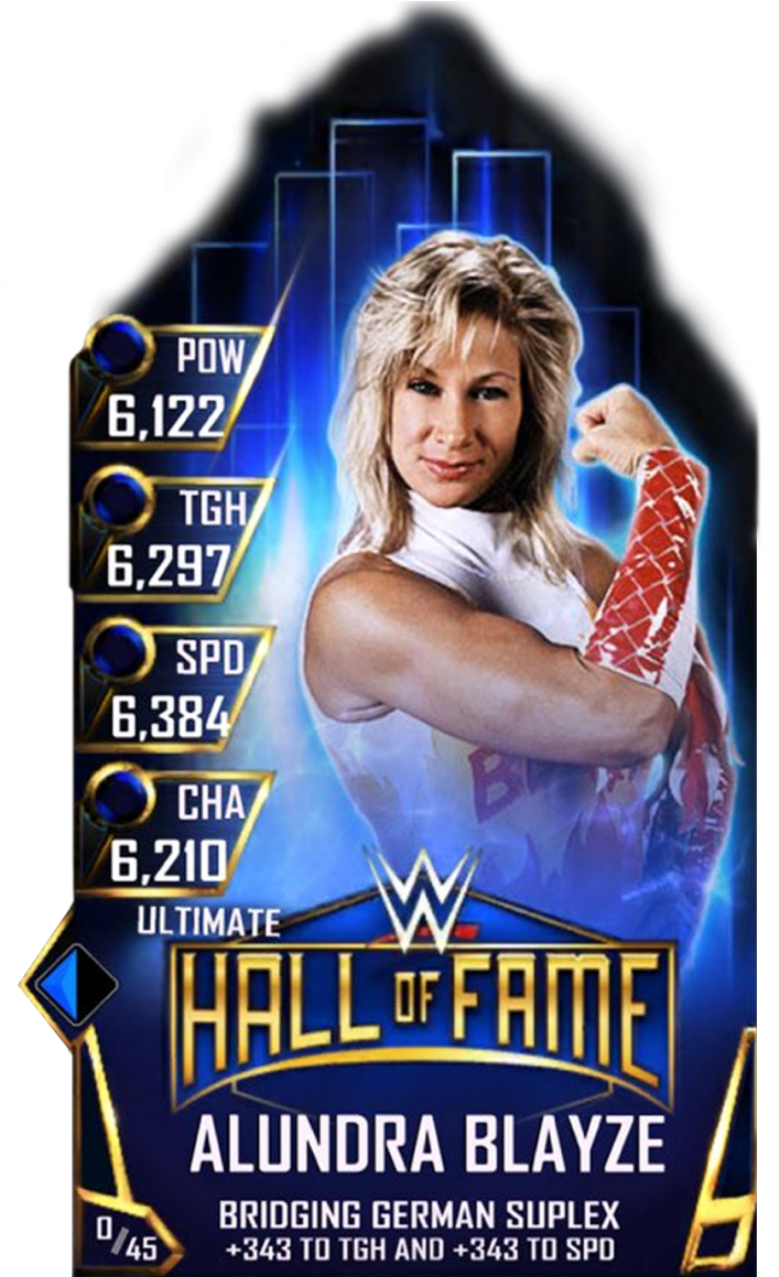Supercard Alundrablayze S3 13 Ultimate Halloffame - Wwe Supercard Hall Of Fame Cards (733x1158), Png Download