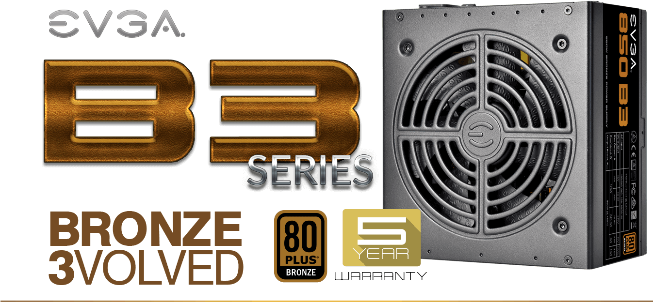 Evga B3 Series Power Supplies - Evga 850 B3, 80 Plus Bronze 850w, Fully Modular, Evga (1369x635), Png Download