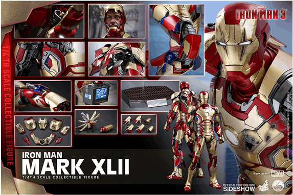 1 Of - Hot Toys Qs008 Iron Man Mark Xlii Deluxe Quarter Scale (600x600), Png Download