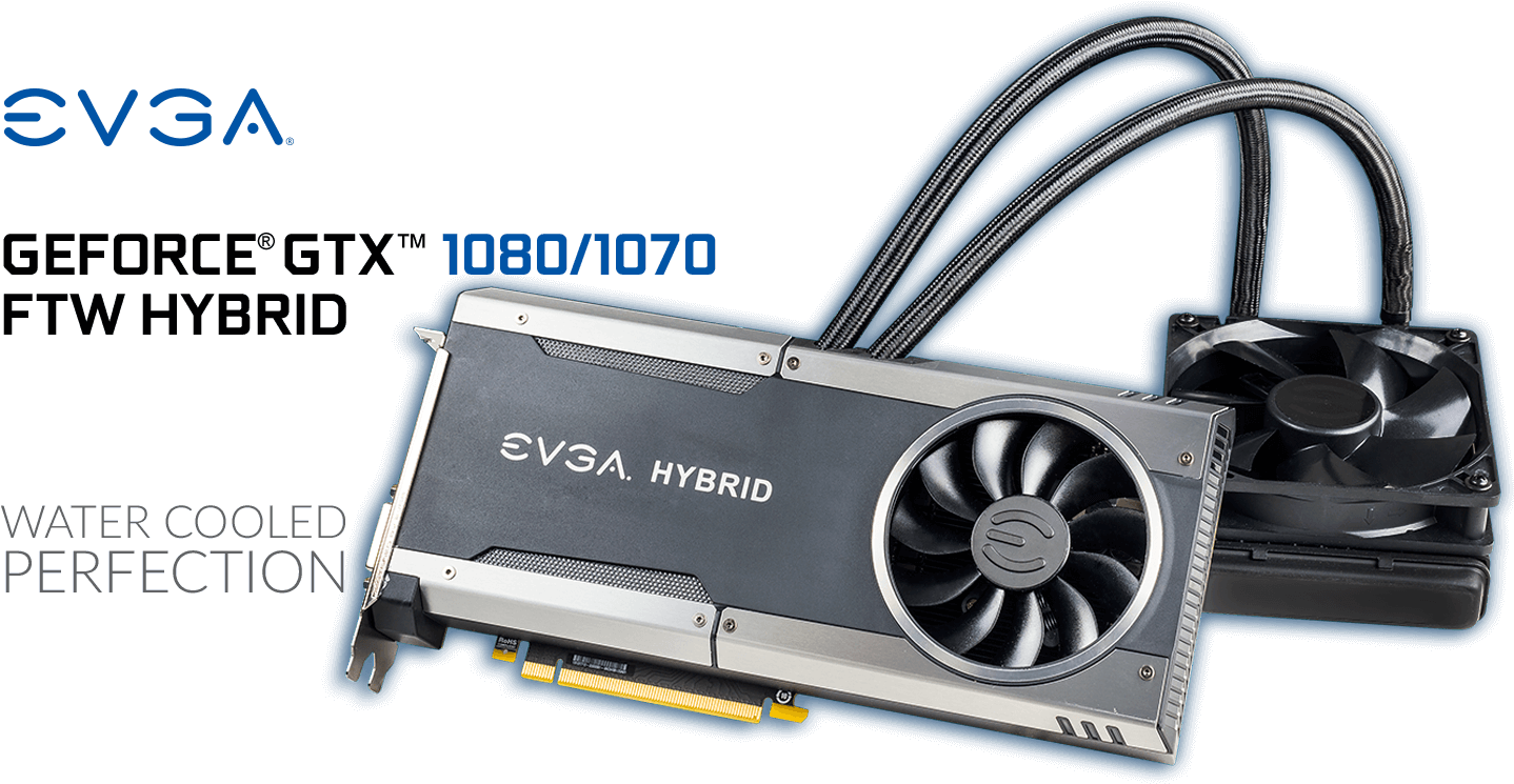 Evga Geforce Gtx 1080/1070 Ftw Hybrid - Evga (1453x758), Png Download