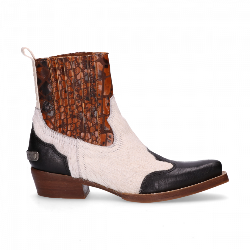 Sisterhood Western Ankle Boot Black, Off White & - Shabbies (840x840), Png Download