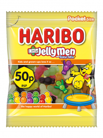 Haribo 50p Little Jelly Men Pocket Size 70g (736x460), Png Download