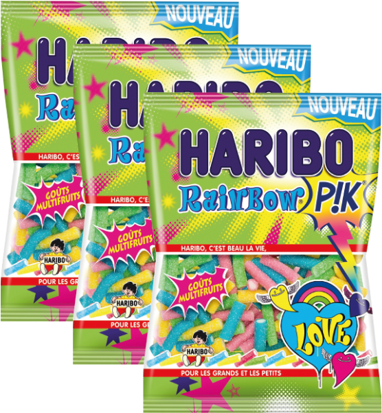 3 Sachets 120g Haribo Rainbow Pik - Bonbon Haribo Qui Pique (600x600), Png Download