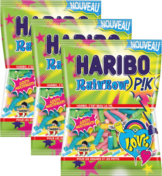 Download 3 Sachets 120g Haribo Rainbow Pik Bonbon Haribo Qui Pique PNG Image with No