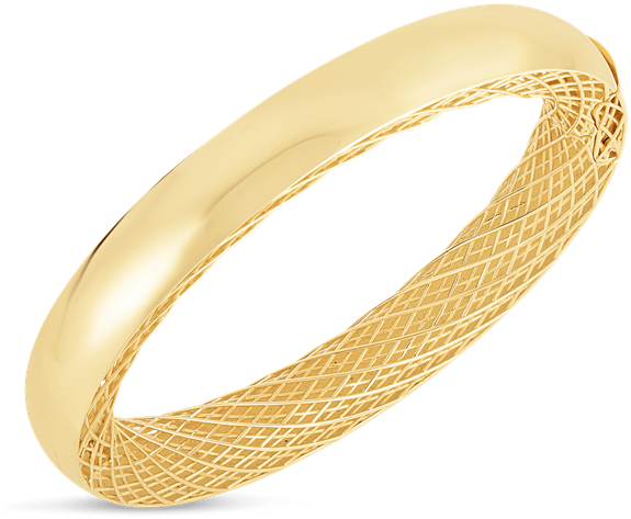 Roberto Coin Slim Bangle - Gold (800x800), Png Download