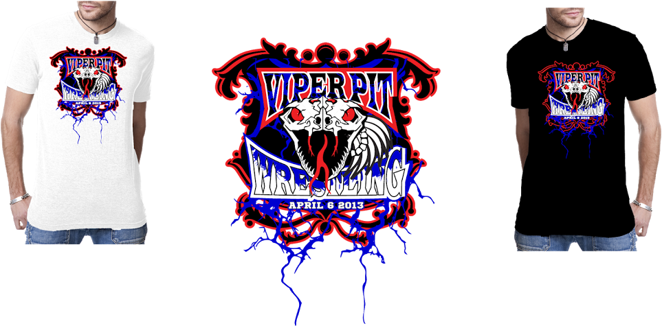 Viper Pit Wrestling Logo Graphic Design By Peter Dranitsin - Next Level Men's Triblend Crew, Style 6010, Black (1024x474), Png Download