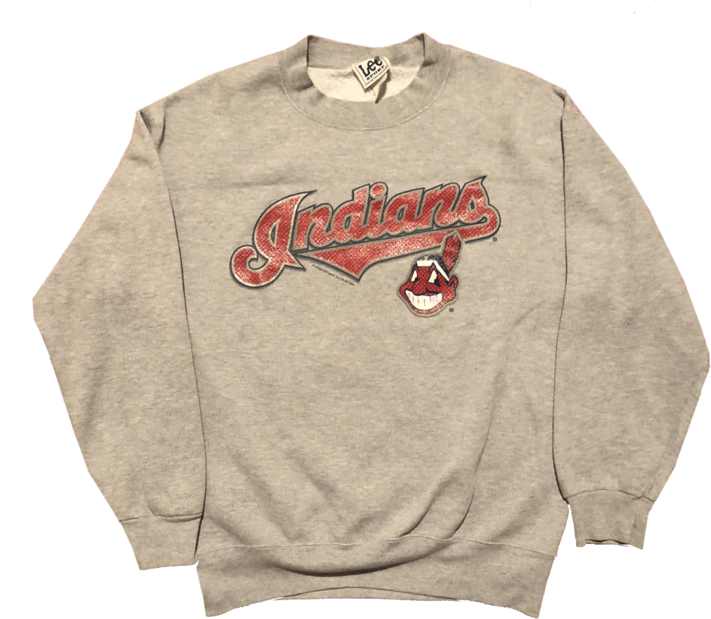 2002 Mlb Cleveland Indians "chief Wahoo" Grey Crewneck - Sweater (1024x1024), Png Download
