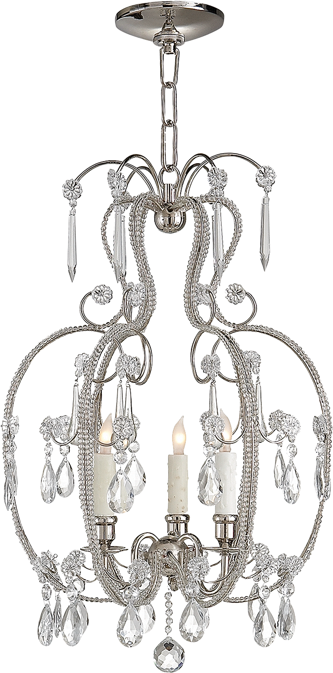 Hurley Chandelier In Polished Nickel With Crystal - Visual Comfort Sk5100pn Suzanne Kasler Hurley 3 Light (1440x1440), Png Download