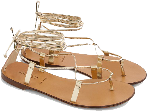 J - Crew - J Crew Gold Lace Up Sandals (636x636), Png Download