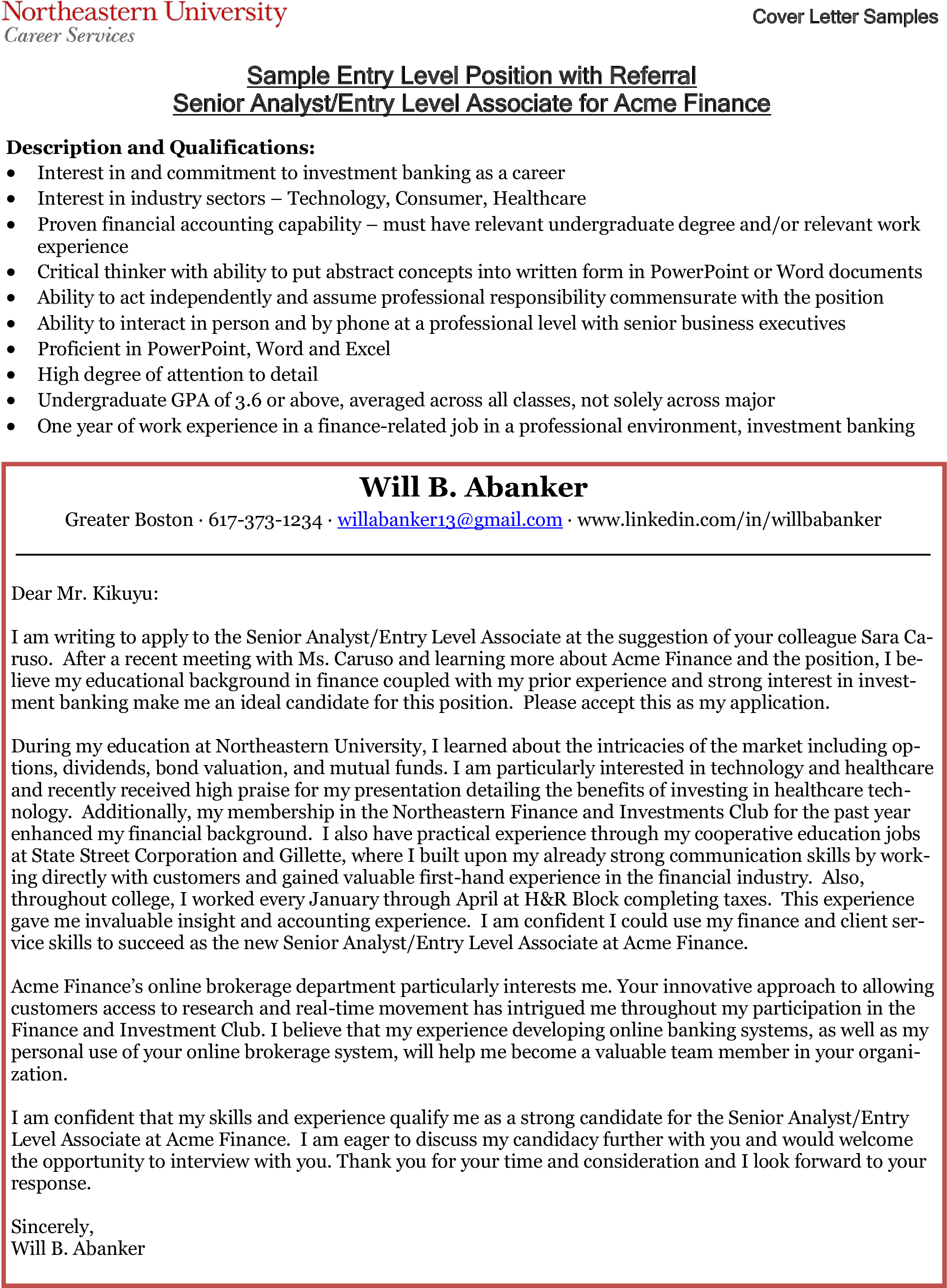 Entry Level Business Analyst Cover Letter Main Image - Jakarta (2550x3300), Png Download