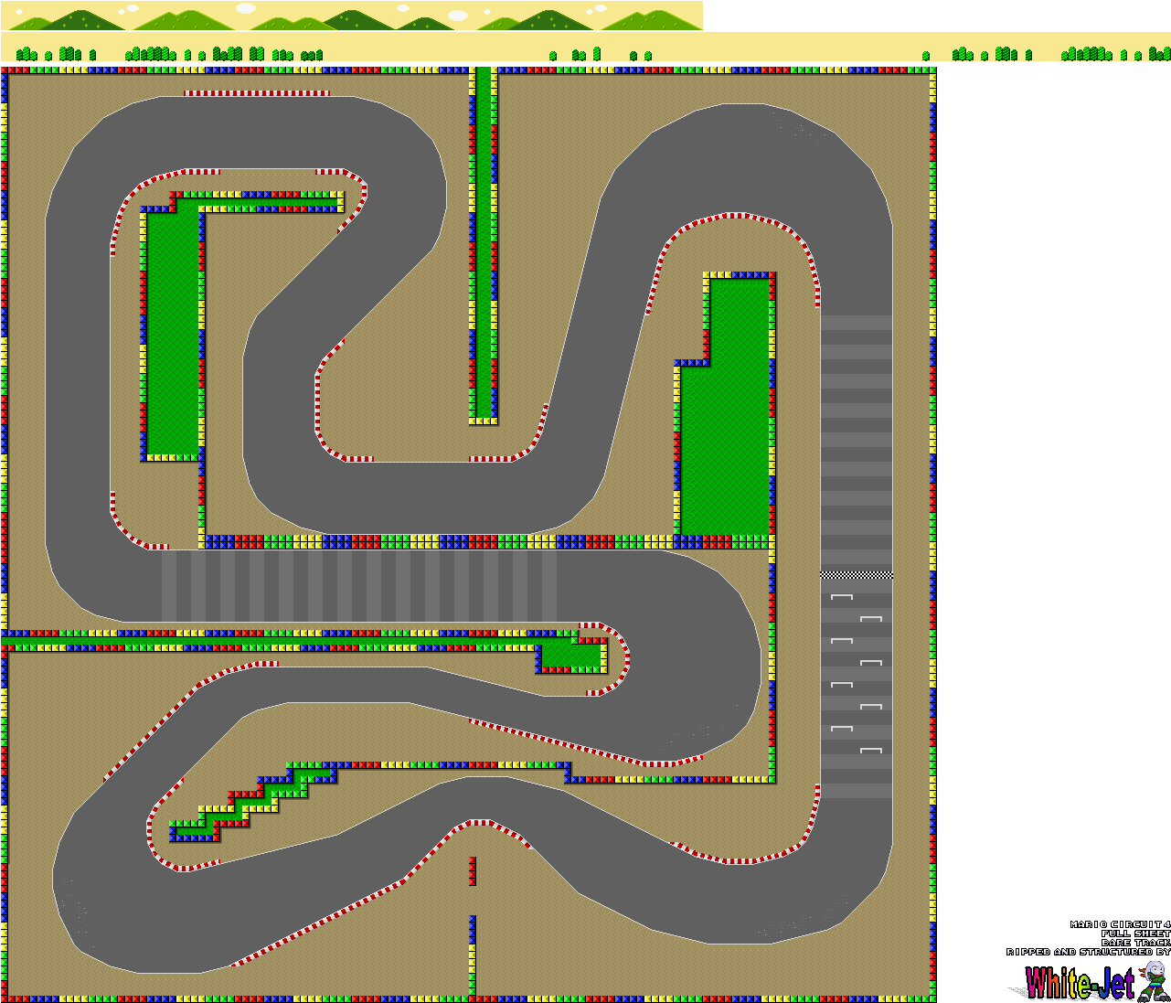 Click For Full Sized Image Mario Circuit 4 - Super Mario Kart Mario Circuit 4 (1292x1108), Png Download