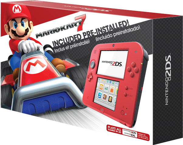 Crimson Red 2 Mario Kart - Nintendo 2ds Electric Blue With Mario Kart 7 (640x480), Png Download