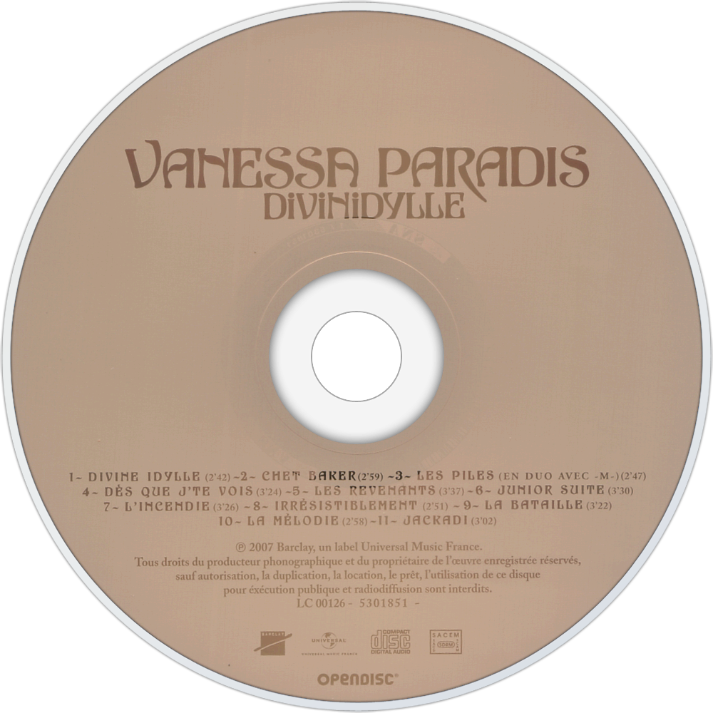 Vanessa Paradis Divinidylle Cd Disc Image - Cd (1000x1000), Png Download