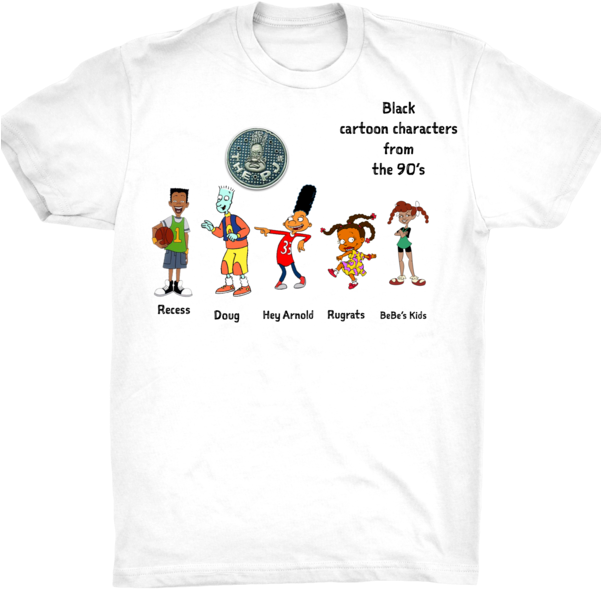 Black Cartoons Tee - Cartoon (600x600), Png Download