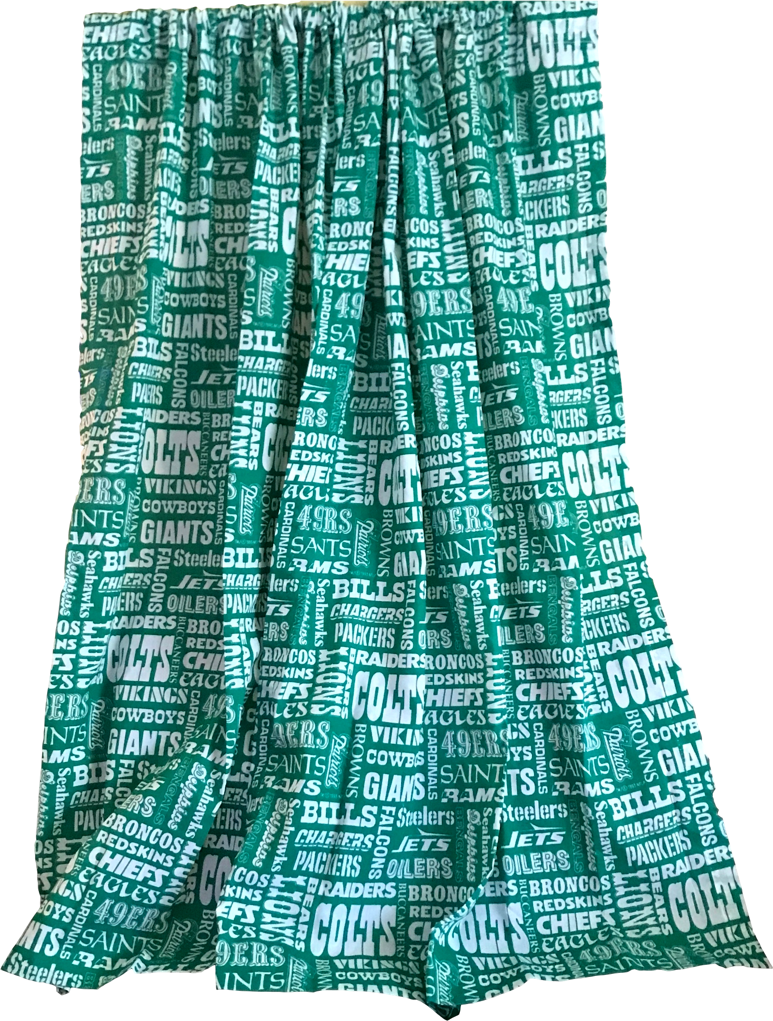 Vintage Green And White Fabric Nfl Curtain Panels - A-line (2048x2048), Png Download