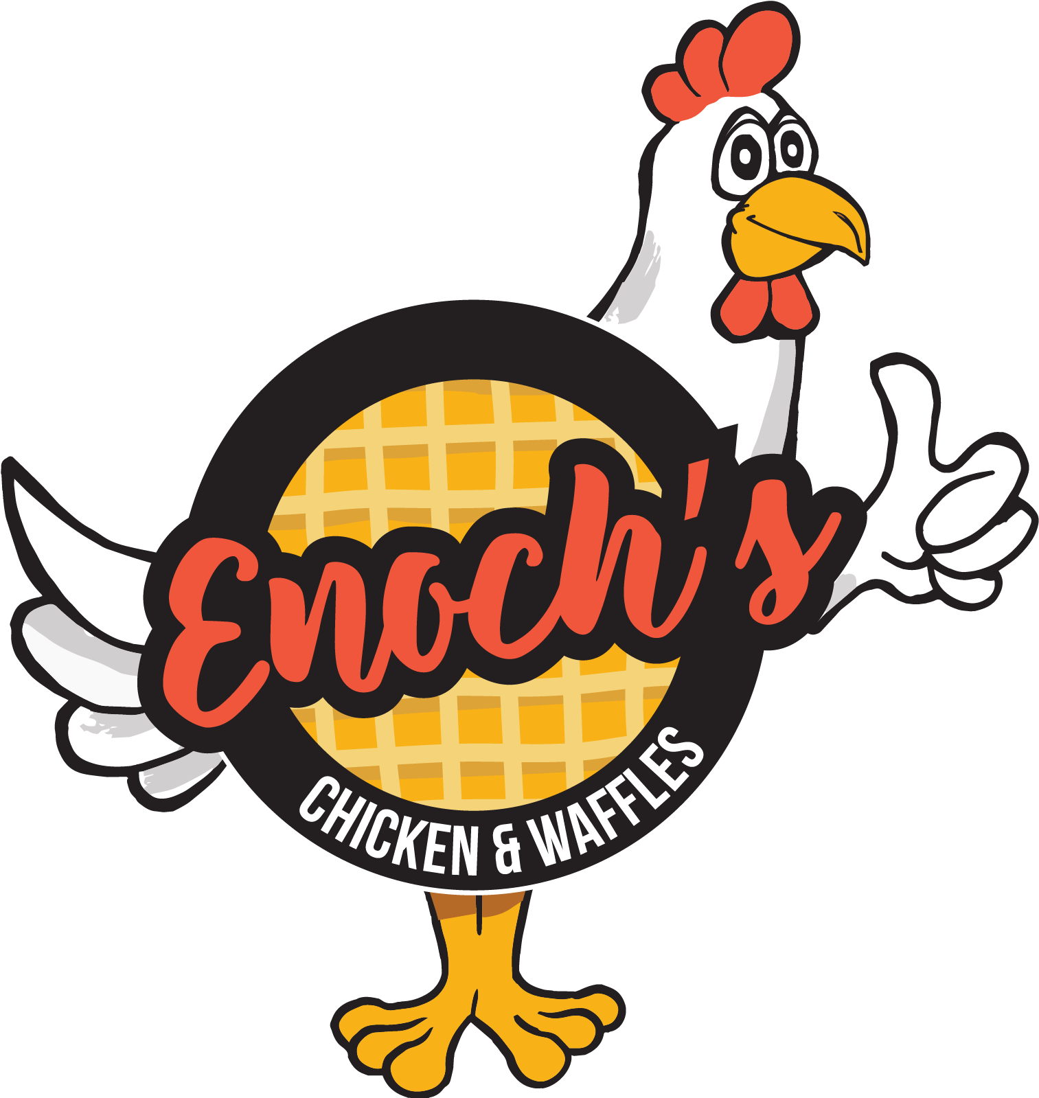 Enoch's Chicken & Waffles - Cartoon (1801x1951), Png Download