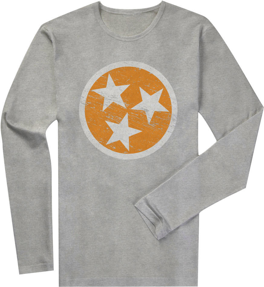 Long Sleeve Orange Tri-star On Light Grey - Tennessee State Flag Logo (960x960), Png Download