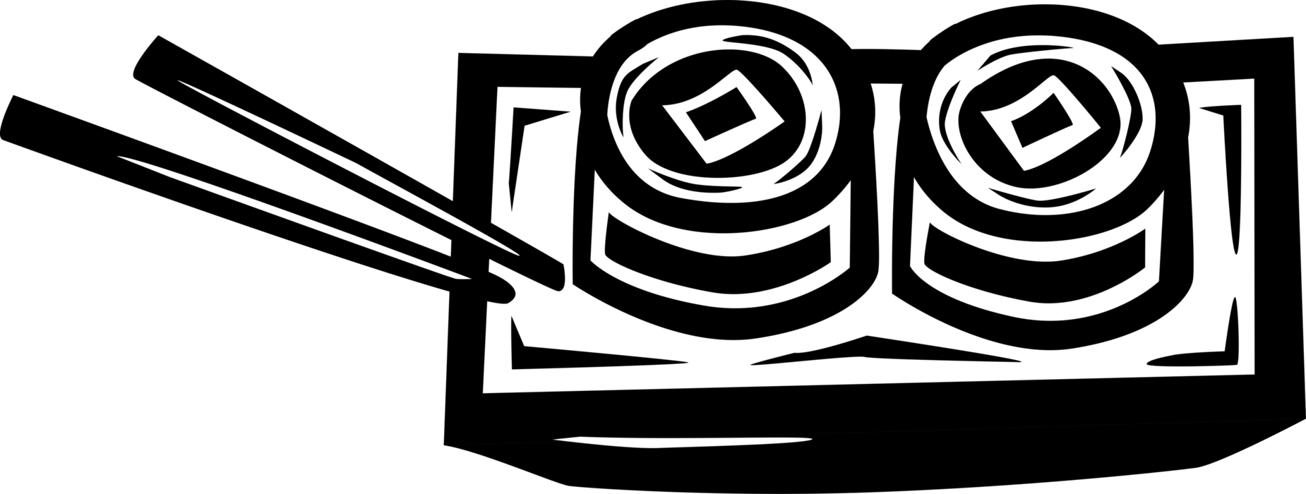 Vector Illustration Of Japanese Vinegared Rice Sushi - Emblem (1850x700), Png Download