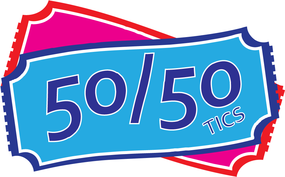 50/50 Draw Clipart - 50 50 Ticket Blue (944x587), Png Download